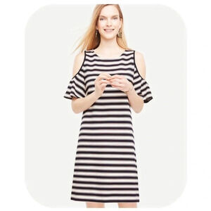 Ann Taylor Striped Cold Shoulder Dress Size Small